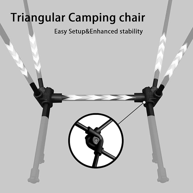 Folding Camping Chair for Adults, Heavy Duty 300lbs Capacity Compact Backpacking Hiking Chair – Portable Durable Outdoor Chair with Ergonomic Support (Black)