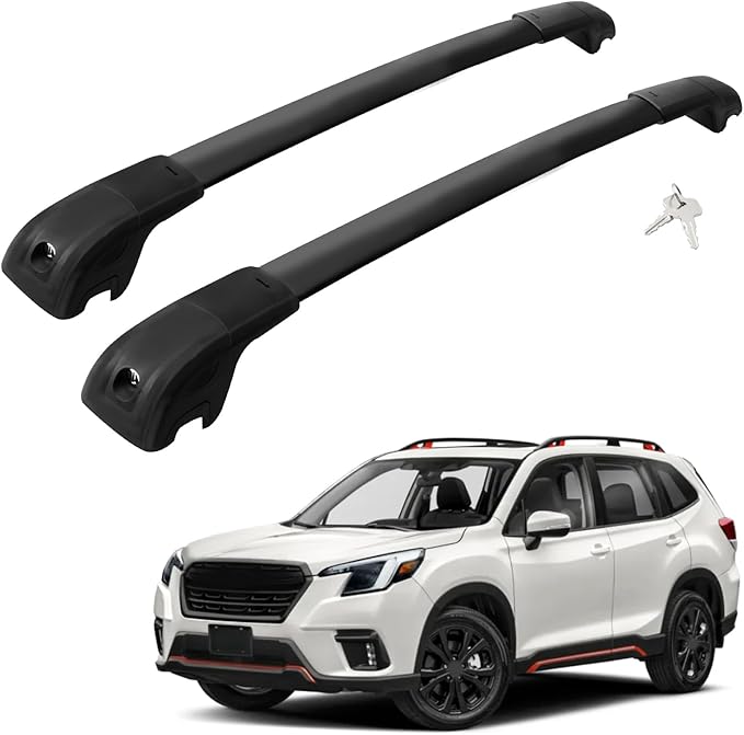 Car Roof Rack Cross Bars Compatible with 2014-2025 Subaru Forester (Fit for Raised Side Rails), Aluminum Lockable Roof Cross Bars for Kayak Bike Rooftop Cargo Carrier Bag Basket Luggage
