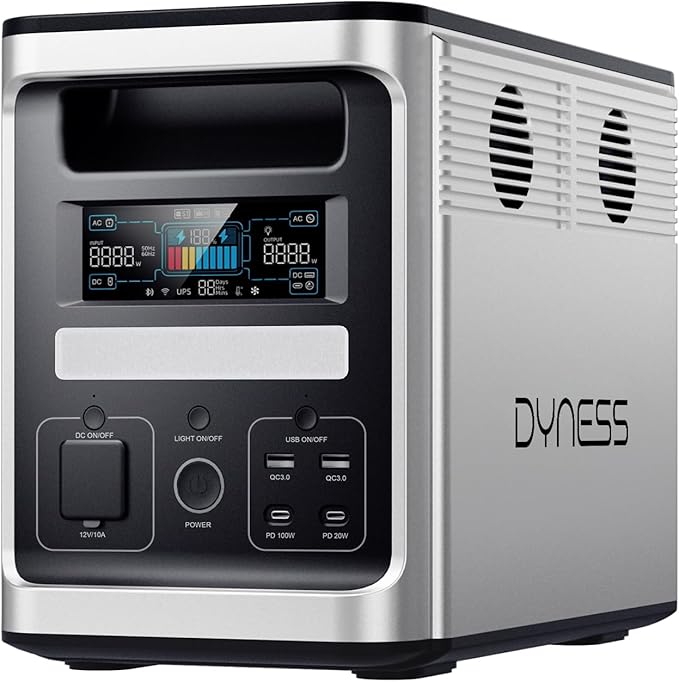 DYNESS 1536Wh Portable Power Station, 1800W Solar Generator with UPS, APP Control, 50 Min to 80% Fast Charging, LiFePO4 Battery, Quiet Backup Power for Home, Camping, RV