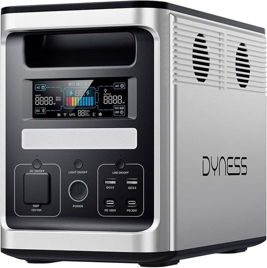 DYNESS 1536Wh Portable Power Station, 1800W Solar Generator with UPS, APP Control, 50 Min to 80% Fast Charging, LiFePO4 Battery, Quiet Backup Power for Home, Camping, RV
