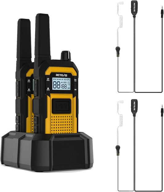 Retevis RB48 Walkie Talkies with Earpiece, Mil-Standards 810H, Waterproof Heavy Duty Two Way Radios, Vibration Call, 2000mAh, NOAA, 2 Way Radio Long Range(2 Pack)