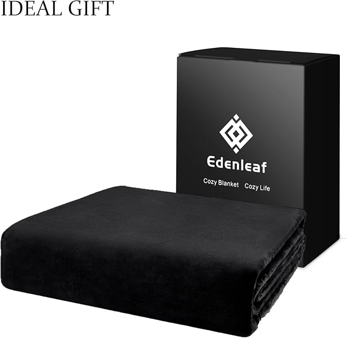 Edenleaf Big Oversized Soft Blanket, Giant Fleece Companion 120x120, California King Warm Blanket for Whole Family, Bed, Sofa, Couch, Travel, Camping 120x120 Black