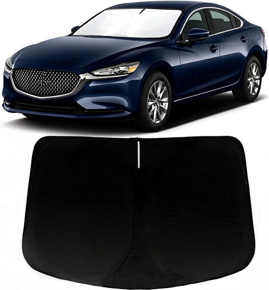 Windshield Sun Shade for 2014-2021 Mazda 6 Mada6, Car Front Window Sunshade with 240T Sun Visor Protector Blocks UV Rays Heat Sun Shield Accessories