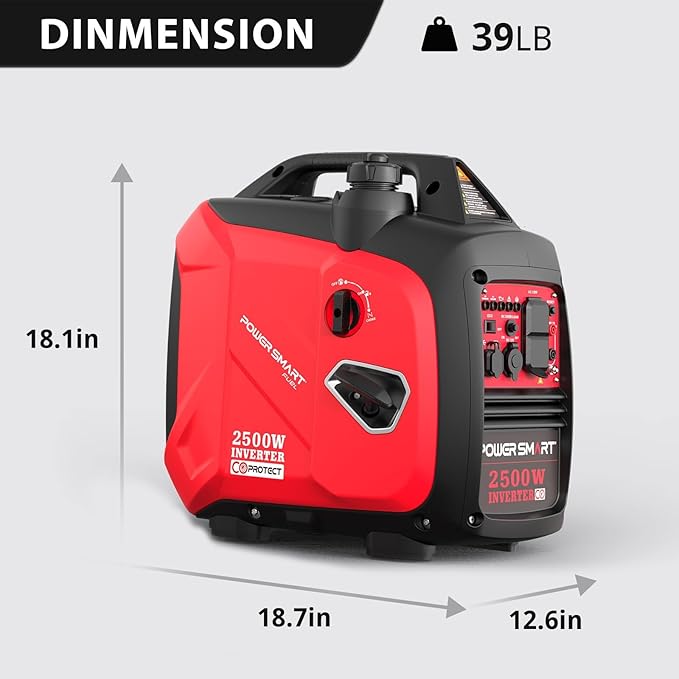 2500-Watt Gas Powered Portable Inverter Generator, CO Sensor, Super Quiet for Camping, Home Emergency Use, EPA Compliant 2026 Version