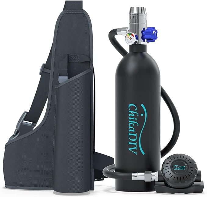 Mini Scuba Tank with 1L Capacity Lung Tank–DOT Certified Dive Portable Lungs for Snorkeling and Underwater Breathing