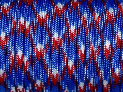 7 Strand Core 550lb Paracord Parachute Cord Lanyard Mil Spec Type III-100ft (Red+Blue+White(23#))