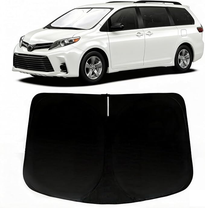 Windshield Sun Shade for 2021-2026 Toyota Sienna Accessories, Car Front Window Sun Visor & Heat Shield | 240T Sunshade Protection Blocks UV Rays Keep Your Car Cooler