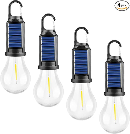 Solar Tent Camping Light Bulb Rechargeable Portable LED Camping Lantern3 Lighting Modes Tungsten Light Tent Lamp with Clip Hook for Camping, Hiking, Backpacking, Emergency Outage (T01)