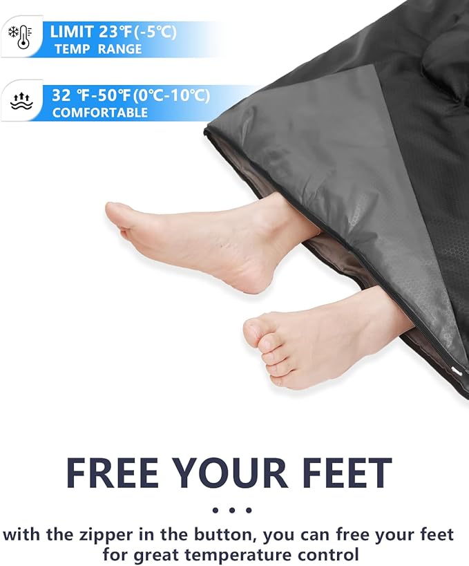 Sleeping Bags for Adults Cold Weather - 20 Degree Big&Tall Size Backpacking Lightweight Waterproof for Girls Boys Mens Teen Women for Camping Hiking Outdoor Travel Hunting with Compression Bags(Black)