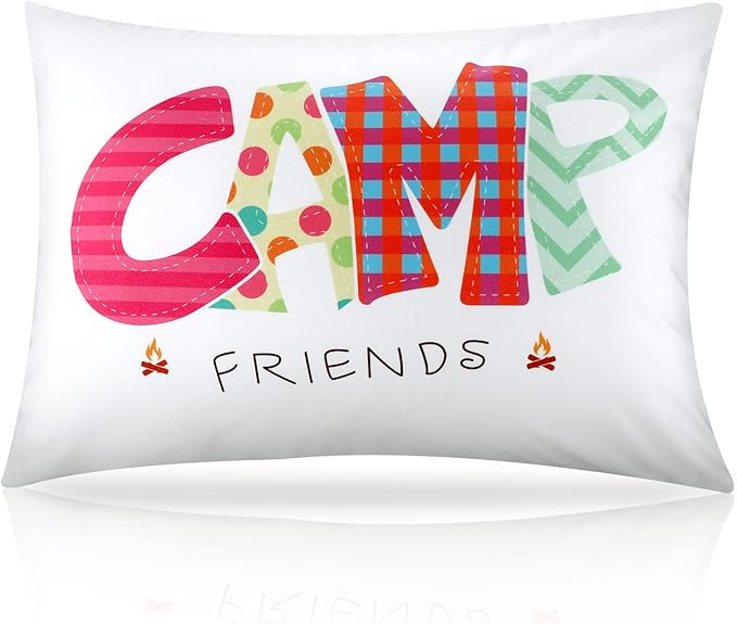 Moukeren Camp Friends Girl Autograph Pillowcase Summer Camp Pillowcase Travel Pillow Case Travel Pillow Cover for Kids Package Stuff Essentials Sleepaway Accessories (Multi Colors,1 Pcs)