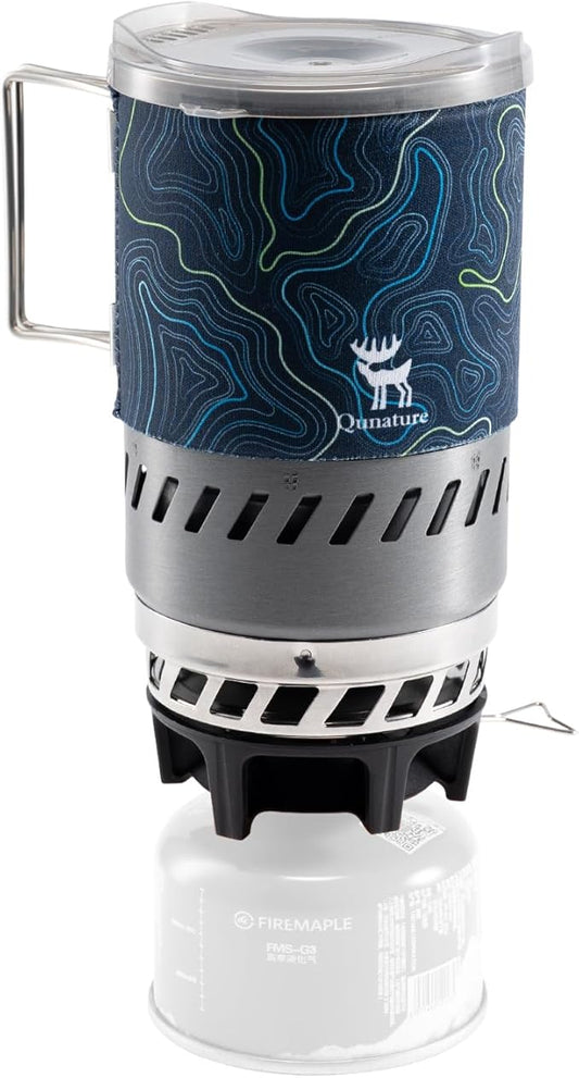 Camping and Backpacking Stove System Integrated Portable Camping Stove 600ML 1700W Lightweight Mini Outdoor Burner Camp Cooking gear for Hiking, Hunting,Trips and Fishing Black