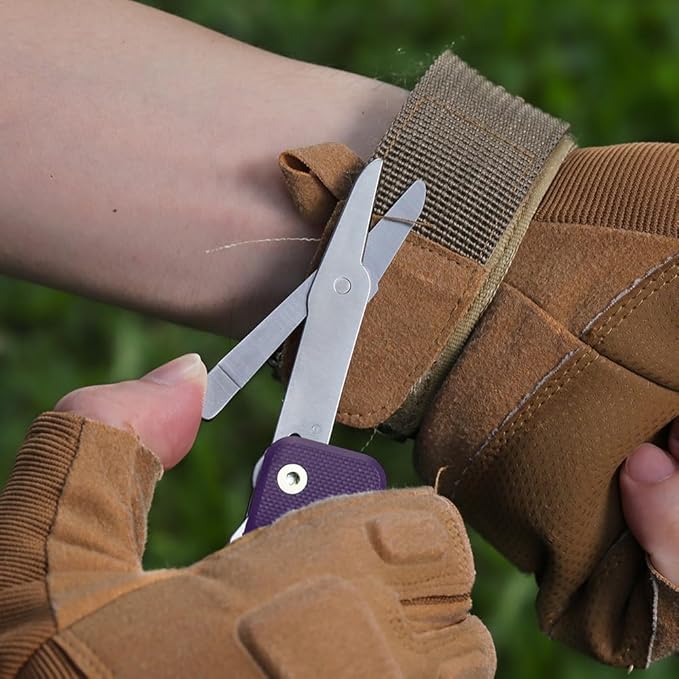 ROXON S503G 9 in 1 Mini Multi Tool EDC Pocket Knife Multitool with G10 Handle,Scissors,Screwdriver,Threader,Awl, Flat Screwdriver,Ruler,Tweezers for Outdoors Fishing Camping,Gifts for Men (Purple)