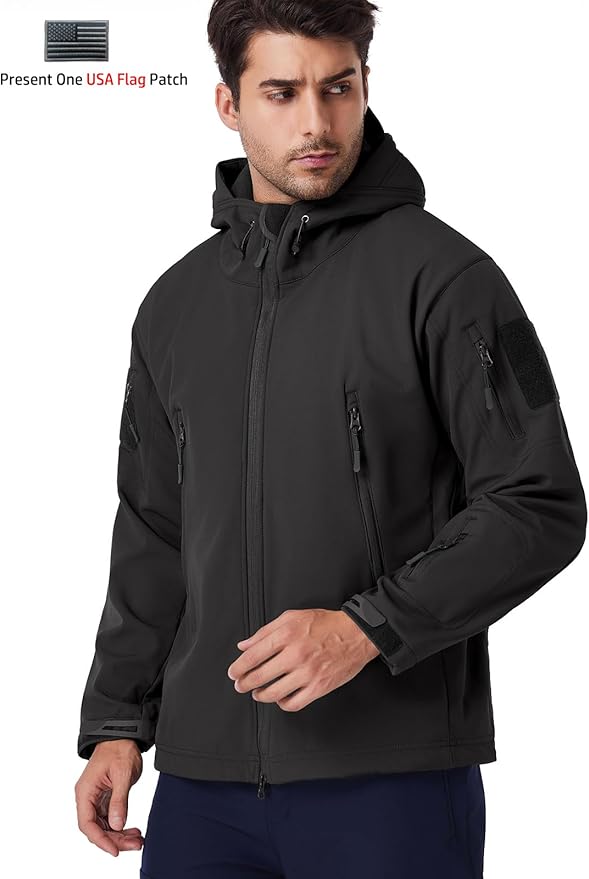 ReFire Gear Men's Army Special Ops Military Tactical Jacket Softshell Fleece Hooded Outdoor Coat