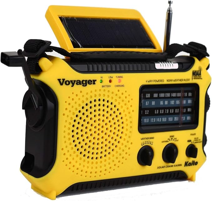 Kaito KA500L 4-Way Powered Emergency AM/FM/SW NOAA Weather Alert Radio with Solar,Dynamo Crank,Flashlight