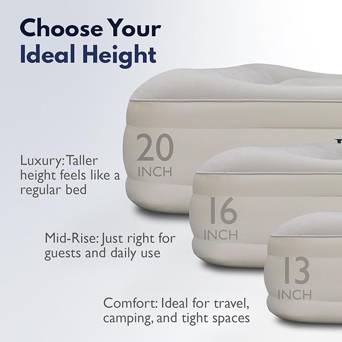 King Koil Luxury Twin Air Mattress with Built-in High Speed Pump for Camping, Home & Guests - Twin Size Double High Airbed Luxury Inflatable Blow Up Mattress Waterproof