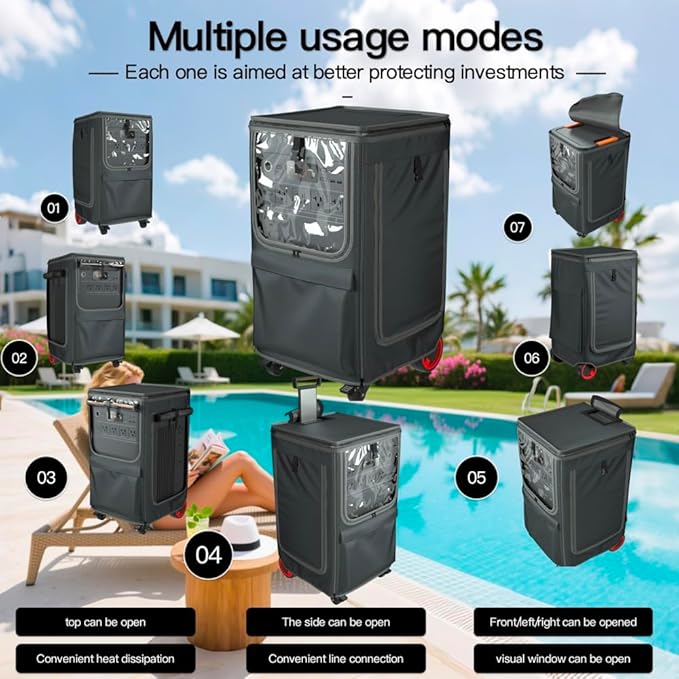 For Jackray Solar Generator 5000 Plus Protective Cover | Waterproof & Dustproof, Inspection Window + Dual-Side Opening Design, Perfectly Compatible with Jackray 5000W Portable Power Station