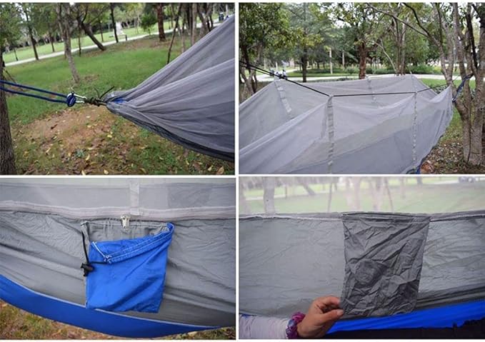 KEPEAK Camping Hammock with Net Netting, Single & Double Tree Hammock Net, Lightweight Nylon Portable Hammock for Backpacking, Camping, Travel, Beach, Yard