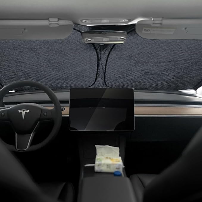 Upgraded TESBEAUTY Camping Privacy Curtain Designed for Tesla Model 3, Fit Highland Model 3. 4-Layer 7-Piece Camping Shades, Windshield Cover, Sunshades, Camping Screens UV Blocker Foldable 100% Fit