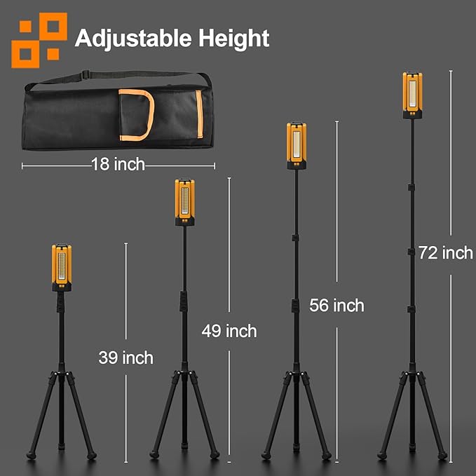 iodoo 13200mAh Rechargeable Solar Work Light, IPX4 Waterproof with Folding Stand Support and Portable Carrying Bag, 8000 Lumen Stepless Dimmable, 4 Lighting Modes, White/Warm/Warm White (Remote)