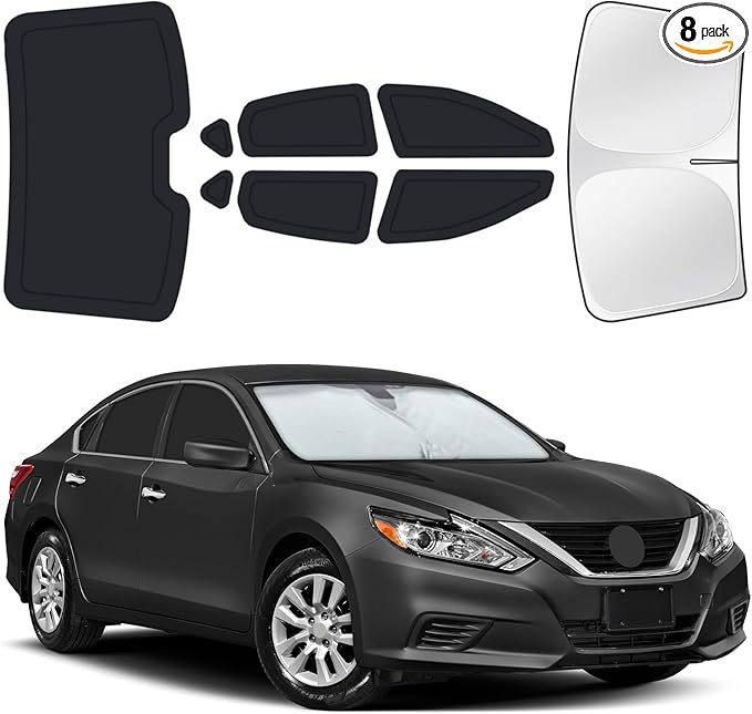 for Nissan Altima 2013-2018 Car Window Shades, 8pcs Privacy Sun Shade Set for Front Windshield Side and Rear Windows, Full Window Covers Keeps Vehicle Cool for Camping Napping