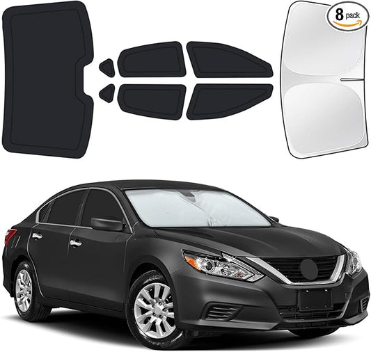 for Nissan Altima 2013-2018 Car Window Shades, 8pcs Privacy Sun Shade Set for Front Windshield Side and Rear Windows, Full Window Covers Keeps Vehicle Cool for Camping Napping
