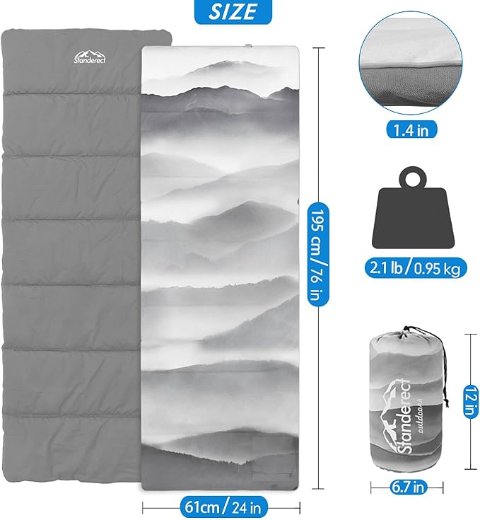 Heated Sleeping Bag pad, Operated by 5V/2A USB Power Supply, 3 Adjustable Temperature Levels, Heated Sleeping Bag Liner for Cold Weather Backpacking or Hiking (Mountains, 76" x 24")