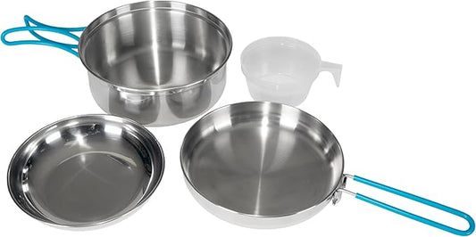 Stansport Stainless Steel Camping Cookware Set – Durable Nesting Mess Kit for Backpacking, Hiking & Outdoor Cooking – Compact Portable Pot & Pan with Carry Bag – Multiple Sizes for Family to Solo Use