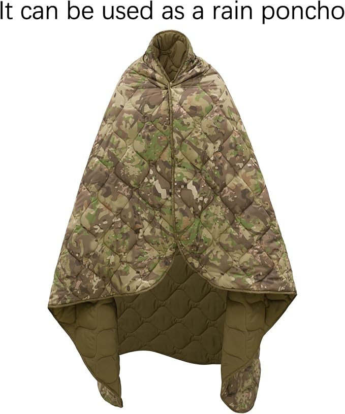 LOOGU Camo Blanket Waterproof Insulation Poncho Liner for Outdoor Camping, Hiking, Hunting, Survival, Backpacking, Picnicking