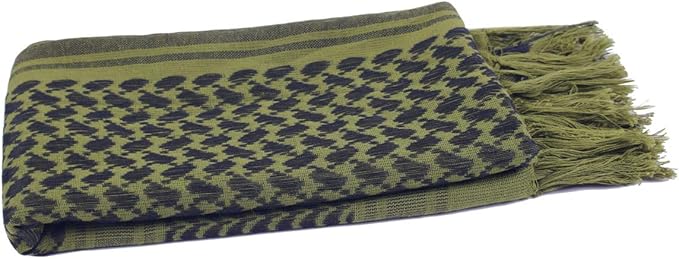 Explore Land Cotton Shemagh Keffiyeh Tactical Desert Scarf Neck Head Wrap with Tassel for Men Women