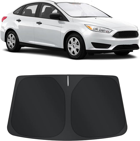 TINGLU Sun Shade for Ford Focus Hatchback 2012-2018 Accessories Windshield Sun Shade Window Shade UV Rays Protection Sun Visor Cover with Steering Wheel Sunshade Storage Bag