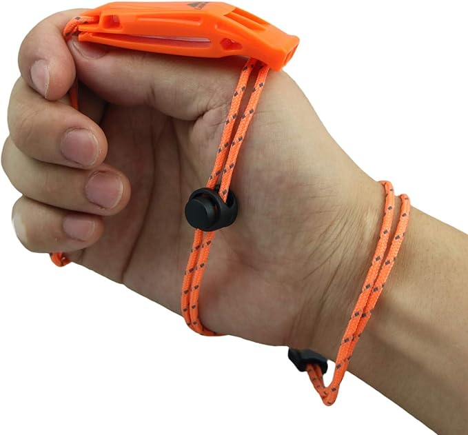 LuxoGear Emergency Whistles with Lanyard Safety Whistle Survival Shrill Loud Blast for Kayak Life Vest Jacket Boating Fishing Boat Camping Hiking Hunting Rescue Signaling Kids Lifeguard Plastic 2 Pack