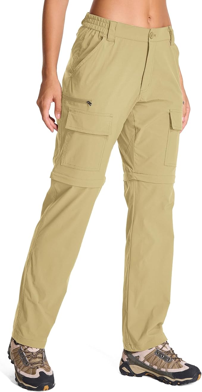 Womens Hiking Pants Convertible Quick Dry Stretch Lightweight Zip Off Outdoor Safari Pants with Cargo Pockets