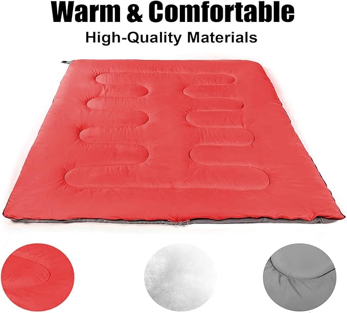 Envelope Sleeping Bags 4 Seasons Warm or Cold Lightweight Indoor Outdoor Sleeping Bags for Adults, Backpacking, Camping