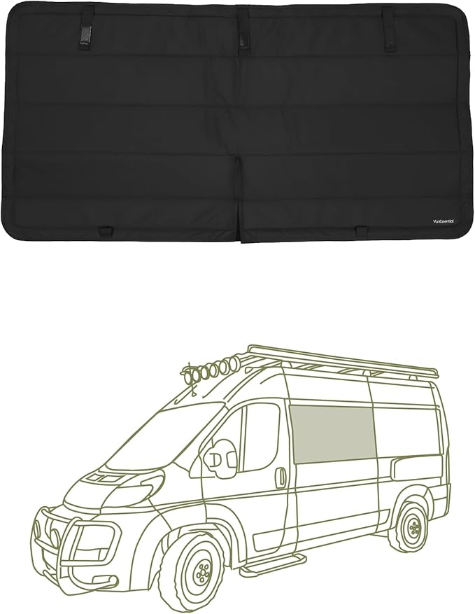 VanEssential Insulated Stealth Blackout Crew CRL Direct Fit 293L Window Cover Designed for RAM Promaster - Black