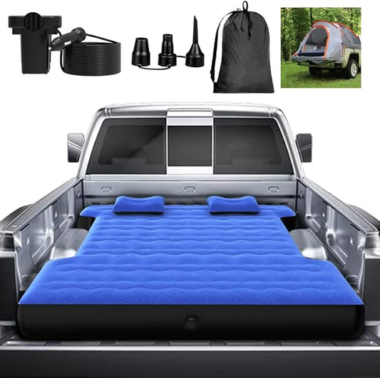 hufaut Camping Pickup Truck Bed Air Mattress Thicken Sleeping Pad for 5.5-5.8Ft Full-Size Short Truck Beds Outdoor Camping Car Travel(Navy Blue)