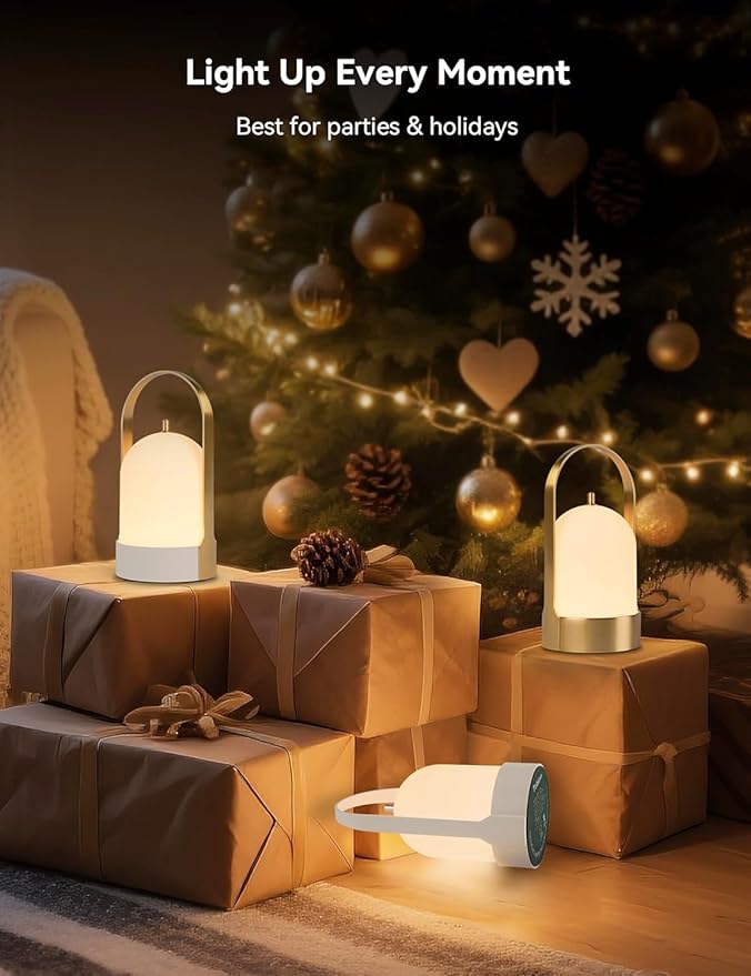 Tubicen Portable LED Lantern Table Lamp Battery Operated Rechargeable Cordless Lamp for Table 4-Level Touch Dimmable Night Light for Camping Bedroom Dining Room Balcony Restaurant