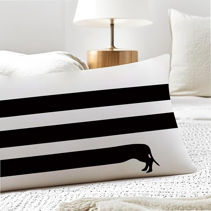 Funny Black Dachshund 20x54 Body Pillow Cover, Gifts for Dachshund Lovers, Weiner Dog Gifts, Weiner Dog Decorative Long Body Pillow Cases for Bed Couch