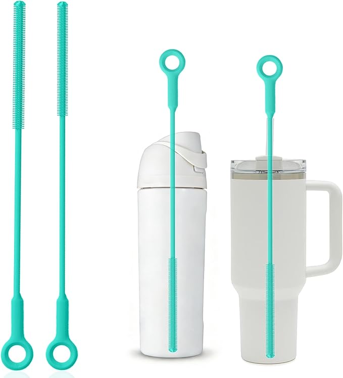 Straw Cleaner Brush Set - Raymeefa Scratch-Free Detail Cleaning for Reusable Straws & Tumblers (Green)