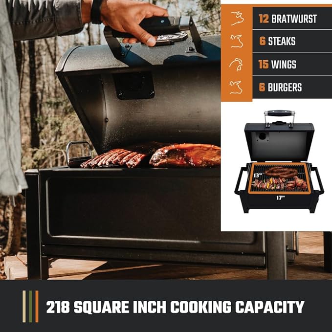 Oklahoma Joe's Rambler Portable Charcoal Grill with 218 sq. in. Cooking Area, Portable Grill, Black