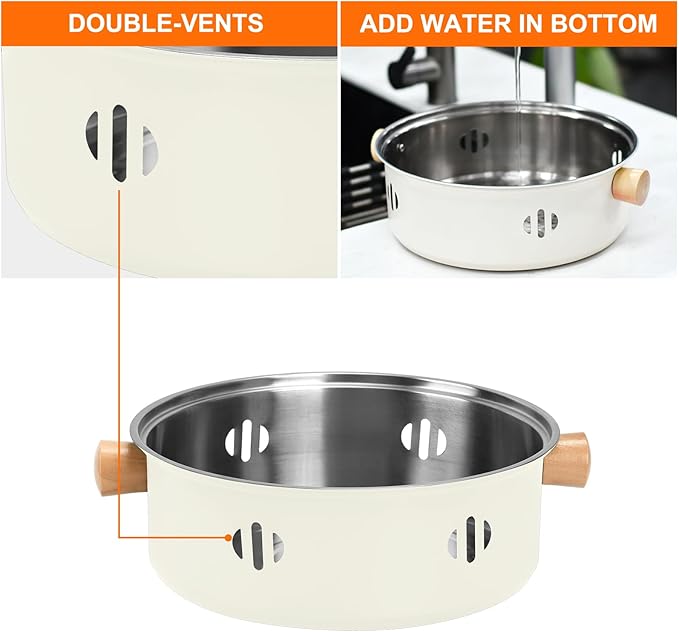 Portable Charcoal Barbecue Grill, 1pc Mini BBQ Grill Multifunctional Charcoal Grill Round Tabletop Charcoal Grill for Outdoor Cooking Home Party Picnic Camping (Beige)