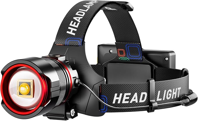 Rechargeable Headlamp 99000 High Lumens, Super Bright LED Head Lamp with Motion Sensor, 12 Modes, IPX7 Waterproof, 125° Adjustable, Zoomable Headlight for Adults, Camping, Cycling, Running