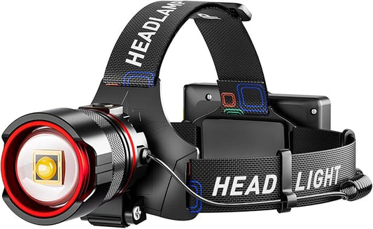 Rechargeable Headlamp 99000 High Lumens, Super Bright LED Head Lamp with Motion Sensor, 12 Modes, IPX7 Waterproof, 125° Adjustable, Zoomable Headlight for Adults, Camping, Cycling, Running
