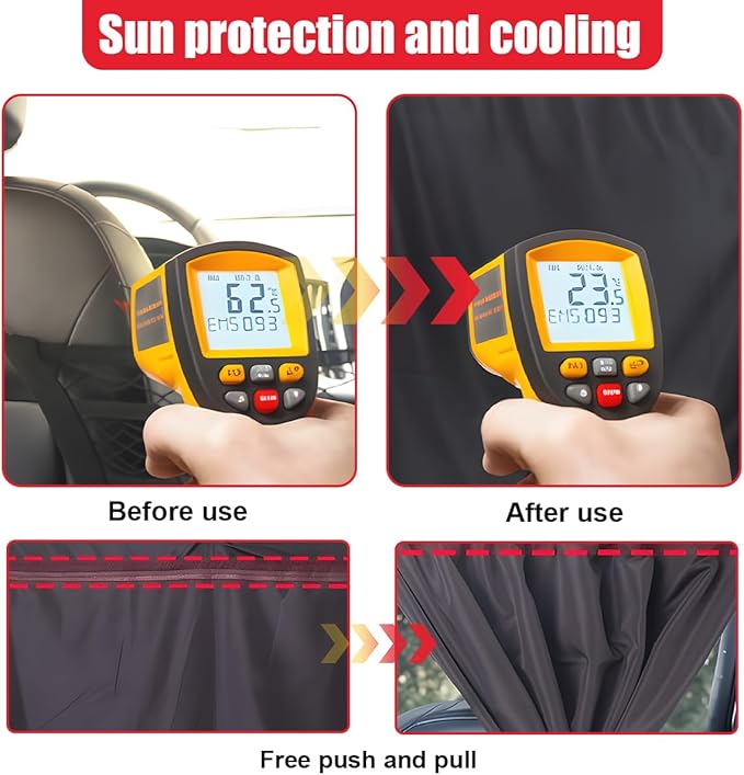 Car Privacy Curtain, Universal Blackout Rear Seat Divider Car Window Shades for SUV Van Sedan, UV Protection, Light Blocking Sun Shades for Travel, Camping, Baby Sleeping, Easy Install (1PC)
