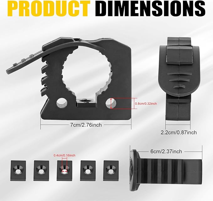 Quick Release Rubber Clamp Mount Shovel Axe Holder Mount Compatible With Truck Boats Trains Vans Or Wall Fits for 1-1/7'' to 1-3/7'' Diameter Tool Or Round Tube 13PCS