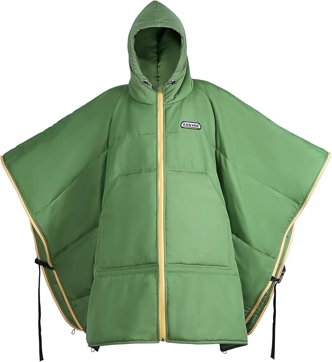 Camping Blanket Poncho, Large Wearable Blankets, 75 x 55 inch Cape, Windproof & Water-Repellent, Portable & Warm, for Outdoor, Sports, Travel, Car