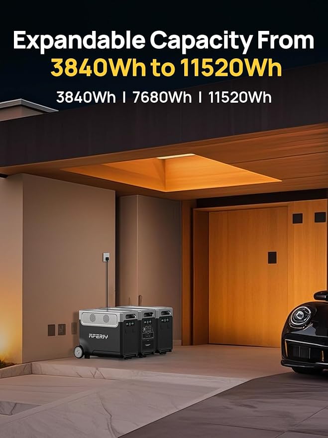 AFERIY 3840Wh Portable Power Station,120V AC Outlets x 5,2.5H Fast Charge,3600W(Peak 7200W),LiFePO4 Battery Power Station,Solar Generator for Home,Outdoor Camping,Power Outage,Camping,RV,Emergencies