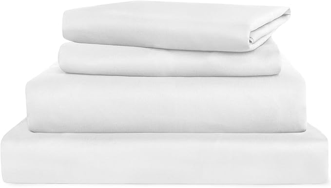 Moonsea Cal King Sheet Set - 4 Piece California King Sheet Sets - Extra Deep Pocket California King Sheets Fade Resistant Fits up to 24in Hotel Luxury Cal King Bed Mattress - White