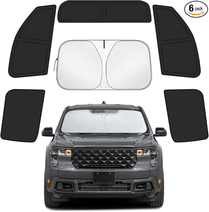 Car Window Shades Intended for Ford Maverick 2022-2025, Privacy Window Covers 6PCS for Side, Rear & Windshield, Car Shield Sunshade for Privacy Protection, Heat Blocking, Camping and Parking