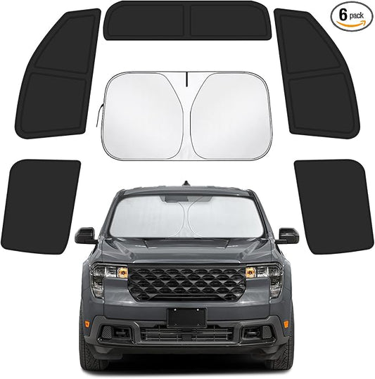 Car Window Shades Intended for Ford Maverick 2022-2025, Privacy Window Covers 6PCS for Side, Rear & Windshield, Car Shield Sunshade for Privacy Protection, Heat Blocking, Camping and Parking