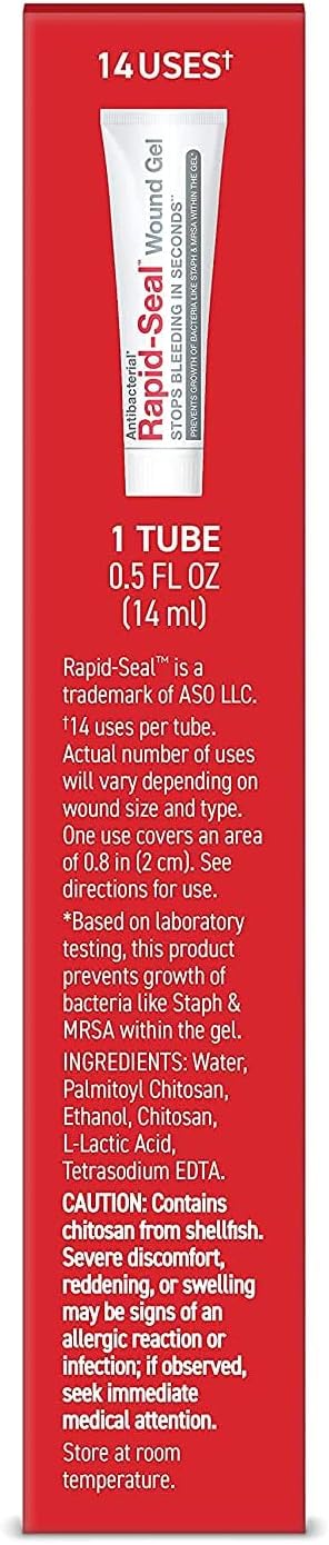Rapid-Seal Wound Gel (1 Tube) | Stops Bleeding in Seconds | Ideal for Cuts, Scrapes, Razor Nicks for Emergency First Aid Supplies